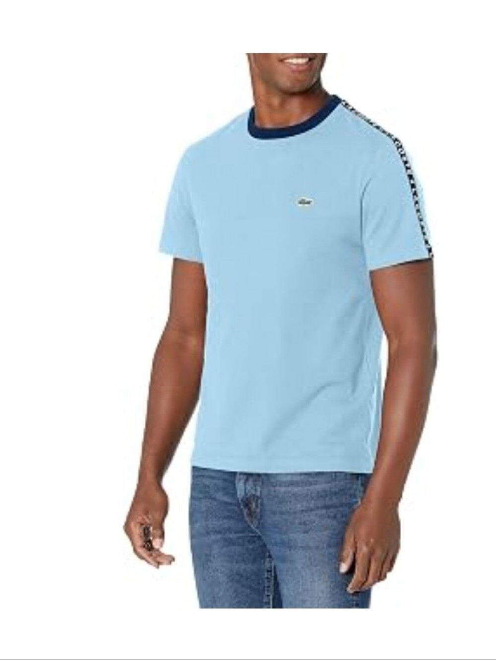 Lacoste Light Blue Short Sleeve Tee with Navy Contrast